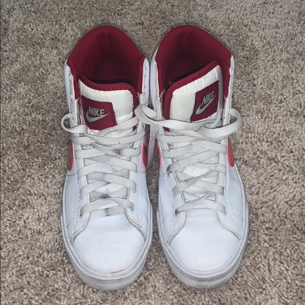 white and red high tops
